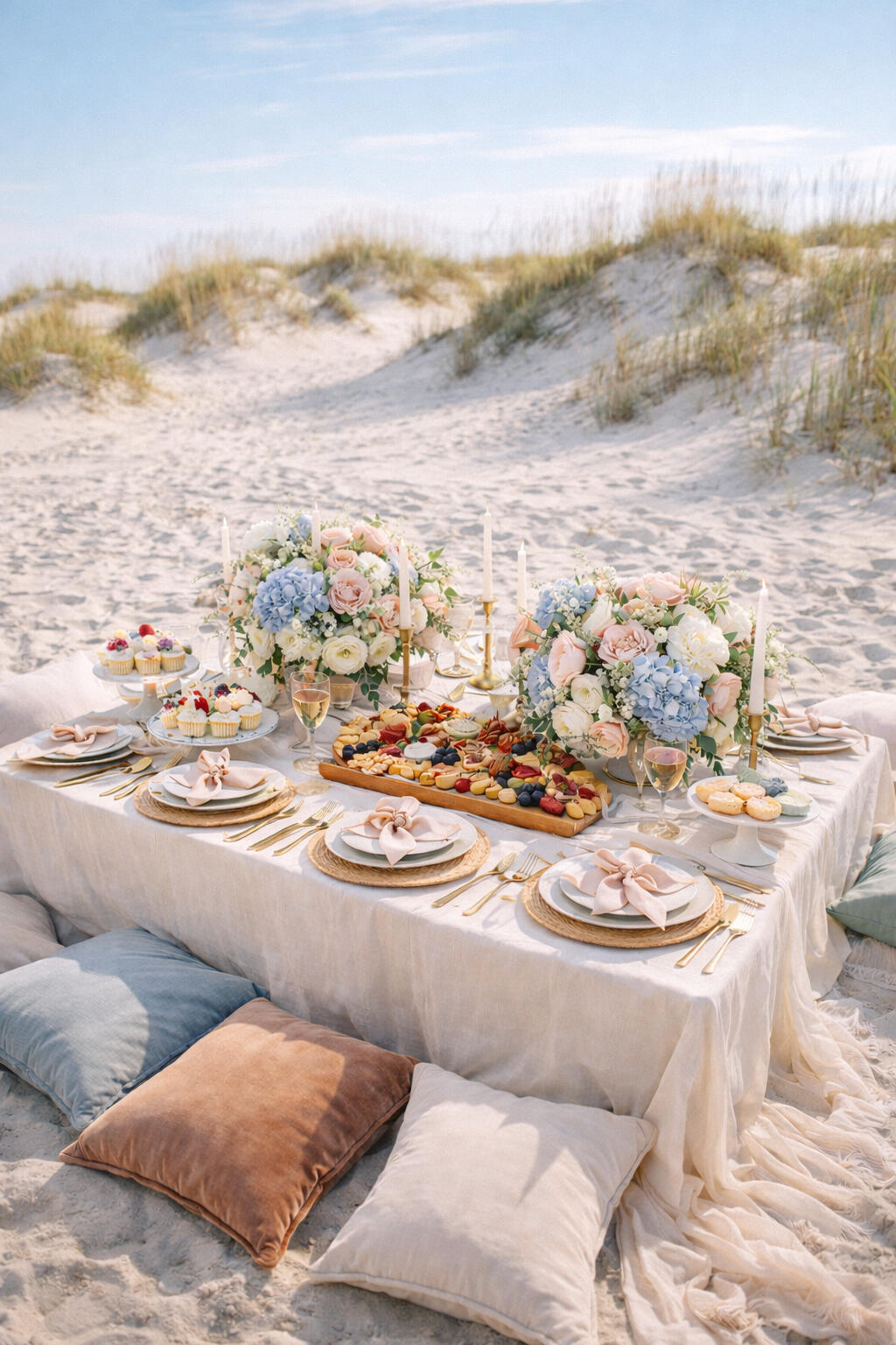 Luxury beach picnic setup in Charleston SC